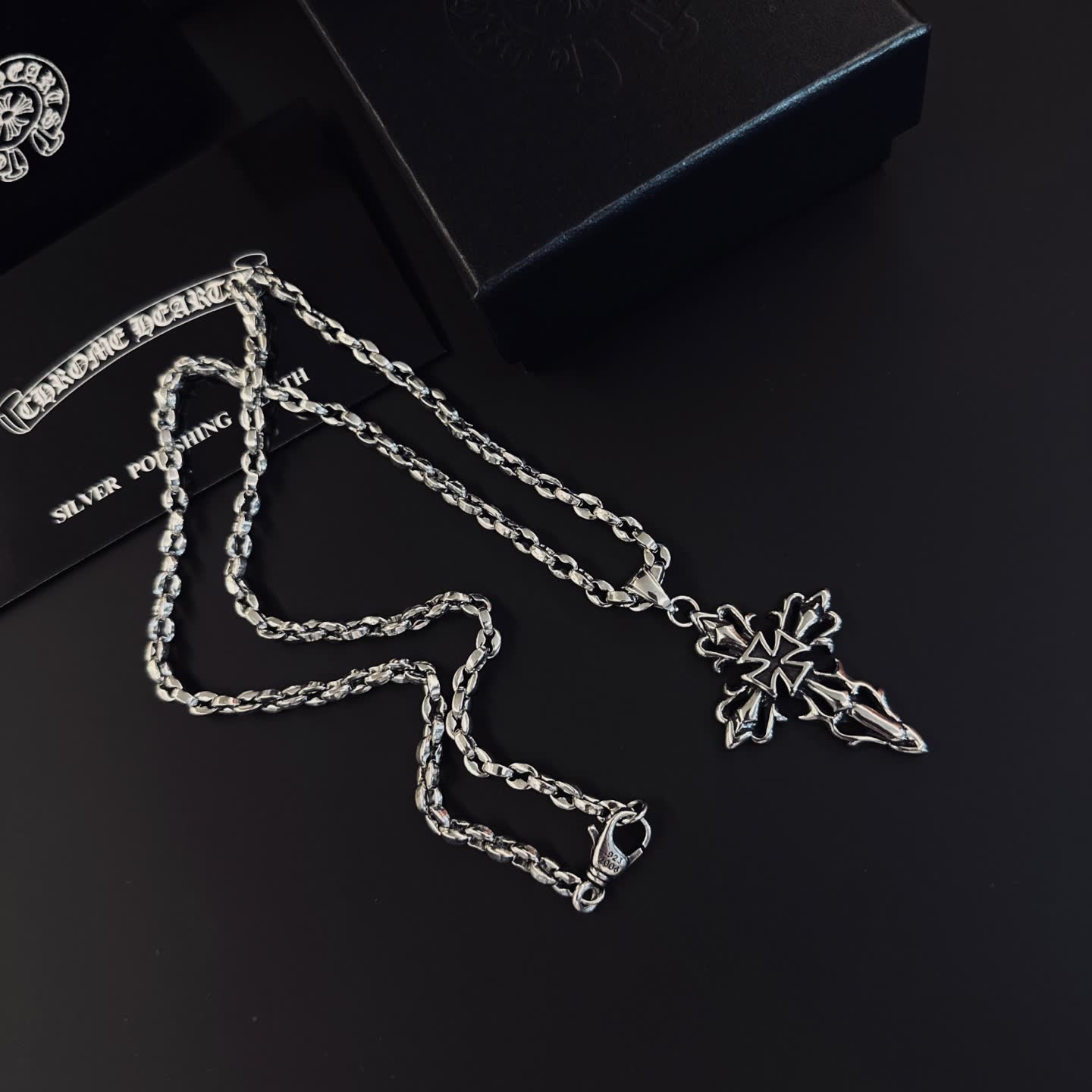 Chrome Hearts Silver Cross Pendant Necklace